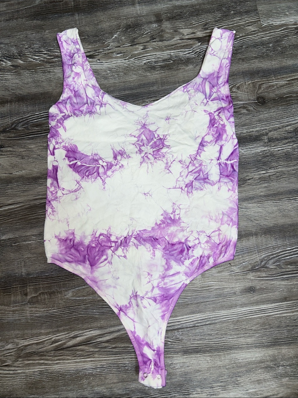 Free People Intimately ✌️ Tie-Dye Purple & White Scoop Neck Bodysuit